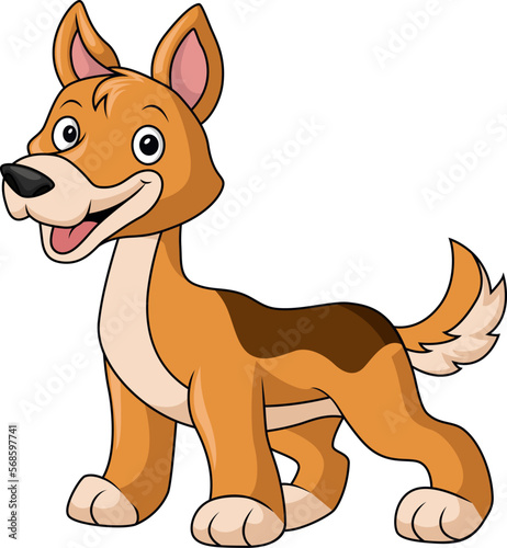 Cute dog cartoon on white background