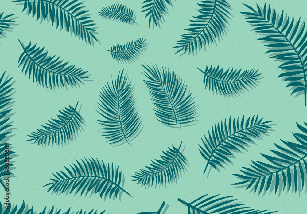 Palm leaves pattern design. Palm leaves hand drawing vector pattern