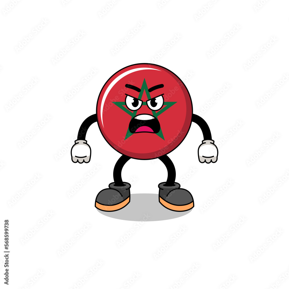 morocco flag cartoon illustration with angry expression morocco flag cartoon illustration with angry expression