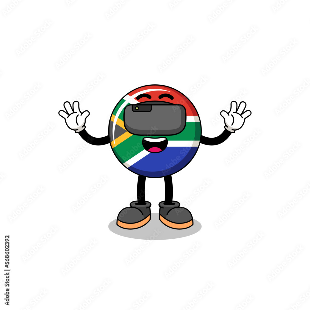 Illustration of south africa flag with a vr headset Illustration of south africa flag with a vr headset