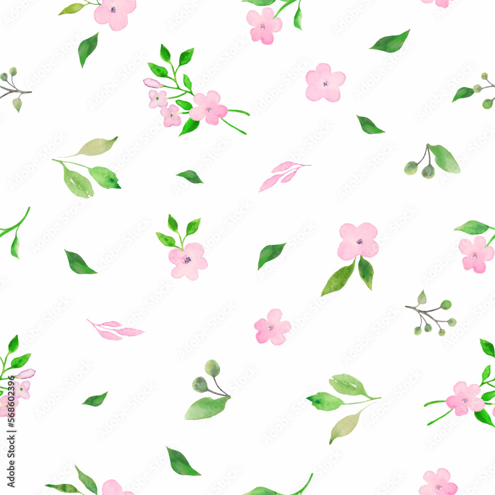 Watercolor floral seamless pattern with abstract pink flowers. Hand ...