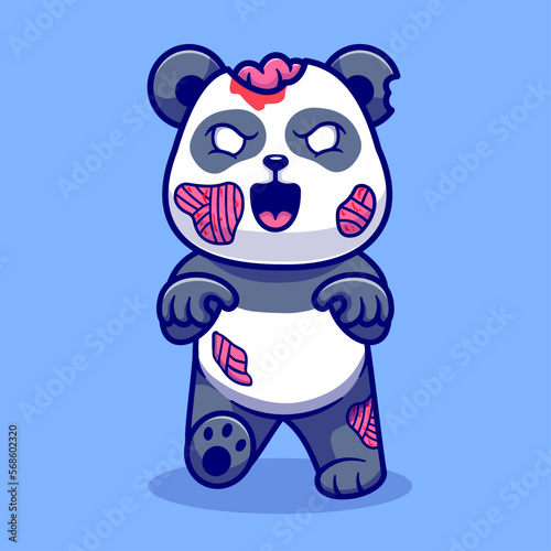 Fototapeta Naklejka Na Ścianę i Meble -  Cute Panda Zombie Cartoon Vector Icon Illustration. Animal 
Nature Icon Concept Isolated Premium Vector. Flat Cartoon 
Style
