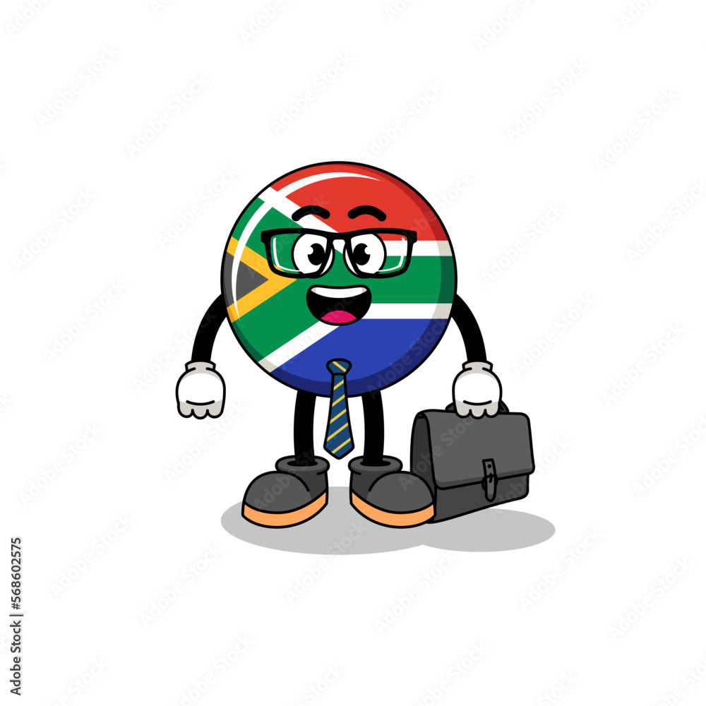 south africa flag mascot as a businessman