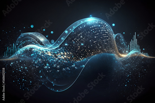 An abstract 3D wave, technology, telecommunication background.