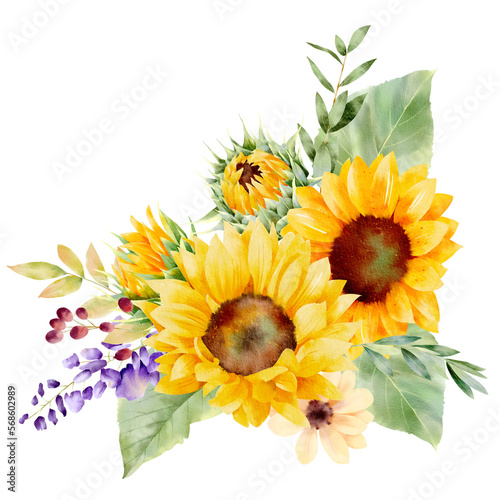 watercolor sunflower bouquet
