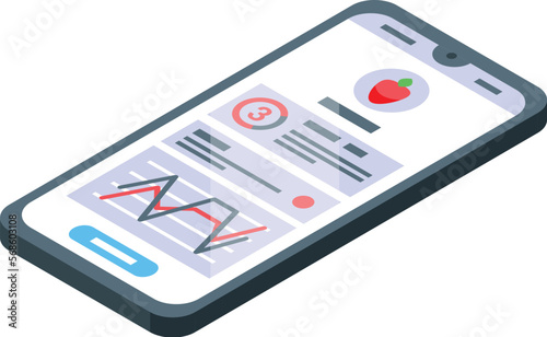 Diet app chart icon isometric vector. Sport fitness. Exercise plan