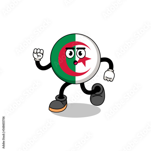 running algeria flag mascot illustration
