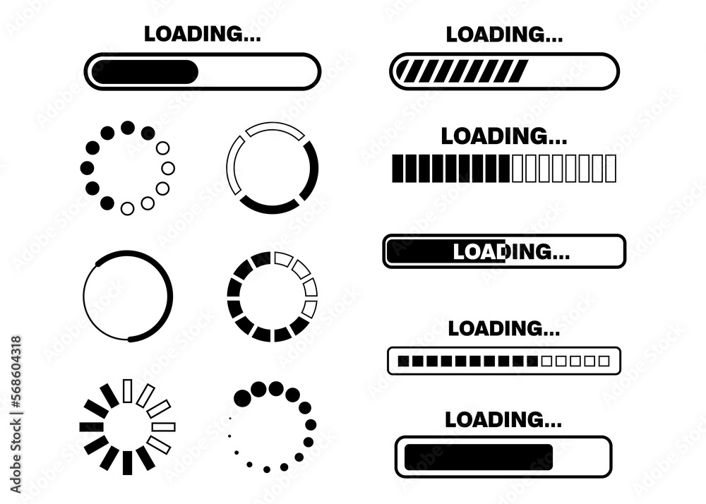 loading bar icon set. progress ui for app web, simple design flat style