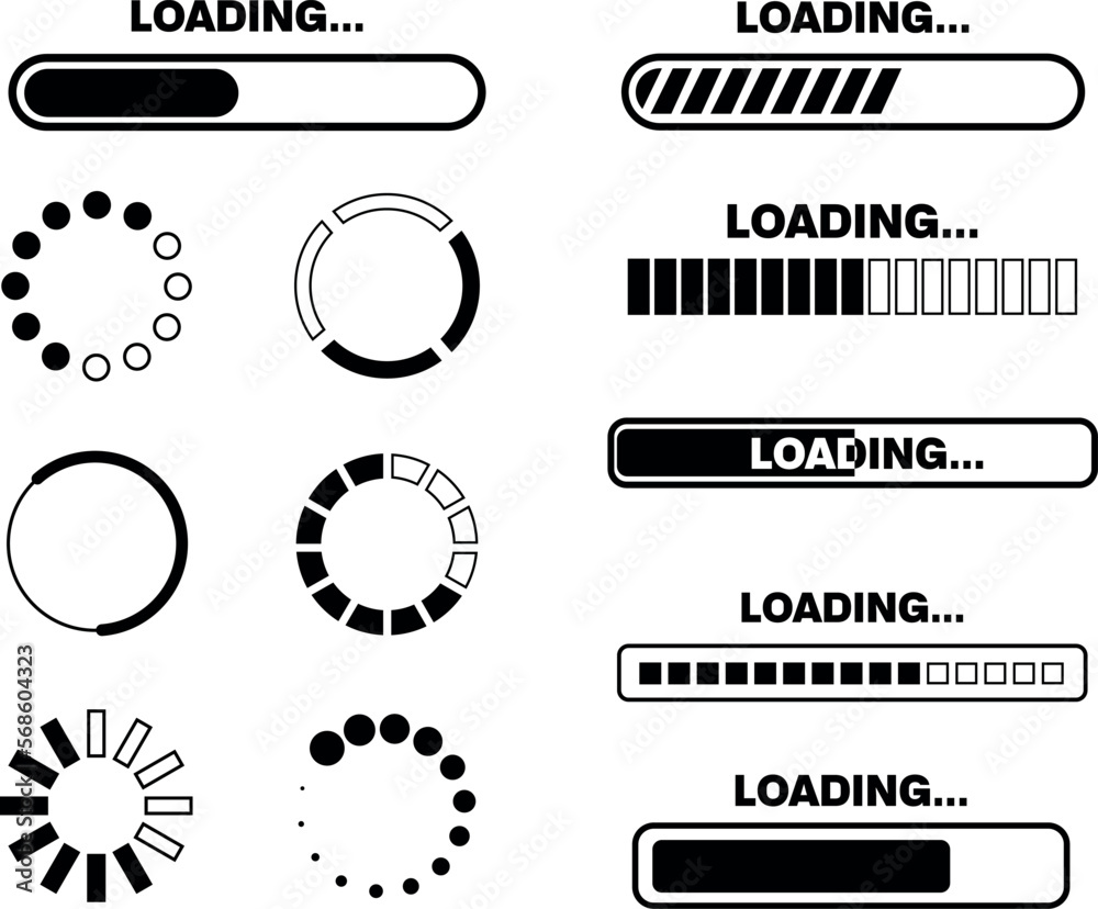 loading bar icon set. progress ui for app web, simple design flat style ...