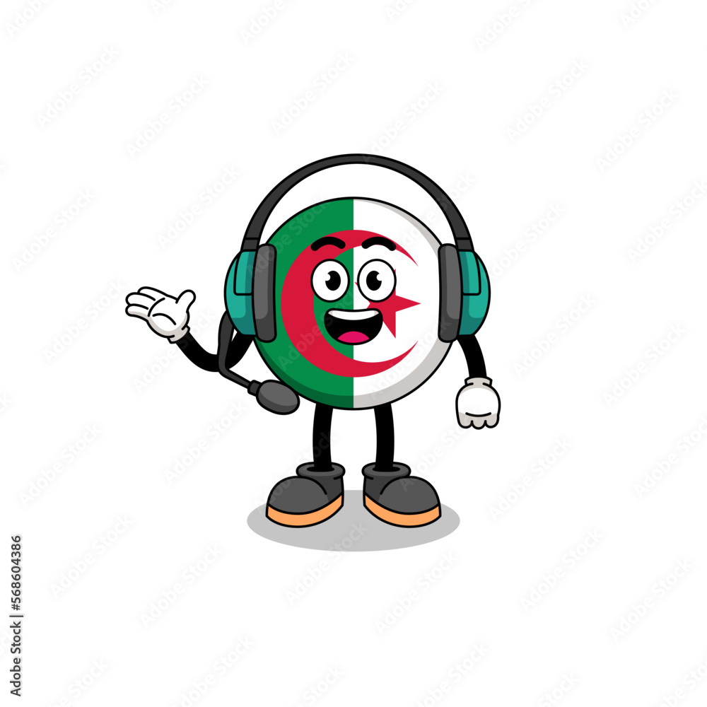 Mascot Illustration of algeria flag as a customer services