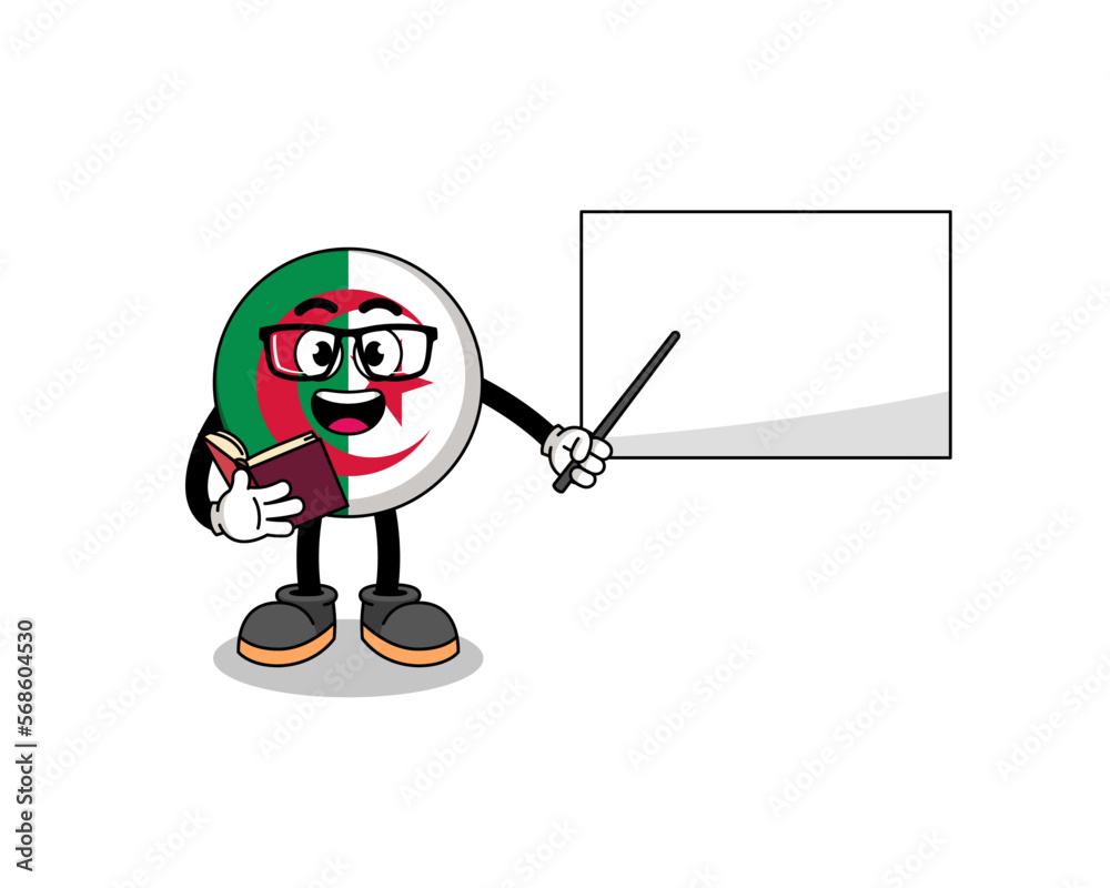 Mascot cartoon of algeria flag teacher