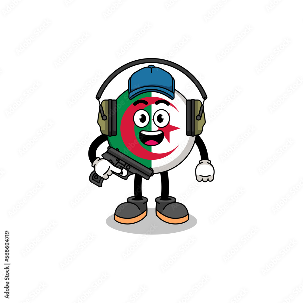 Fototapeta premium Character mascot of algeria flag doing shooting range