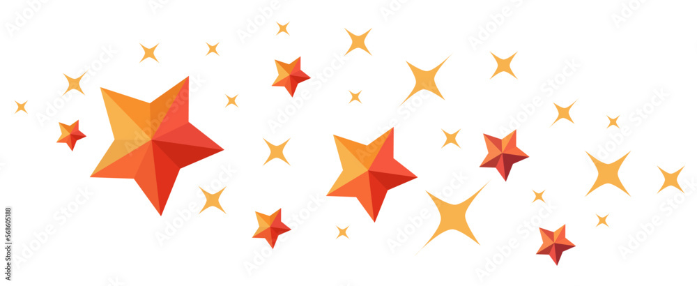 Ilustración en vectores de estrellas y destellos sin fondo para adornar diseños. Elementos de estrellas para cielo nocturno o celebraciones.