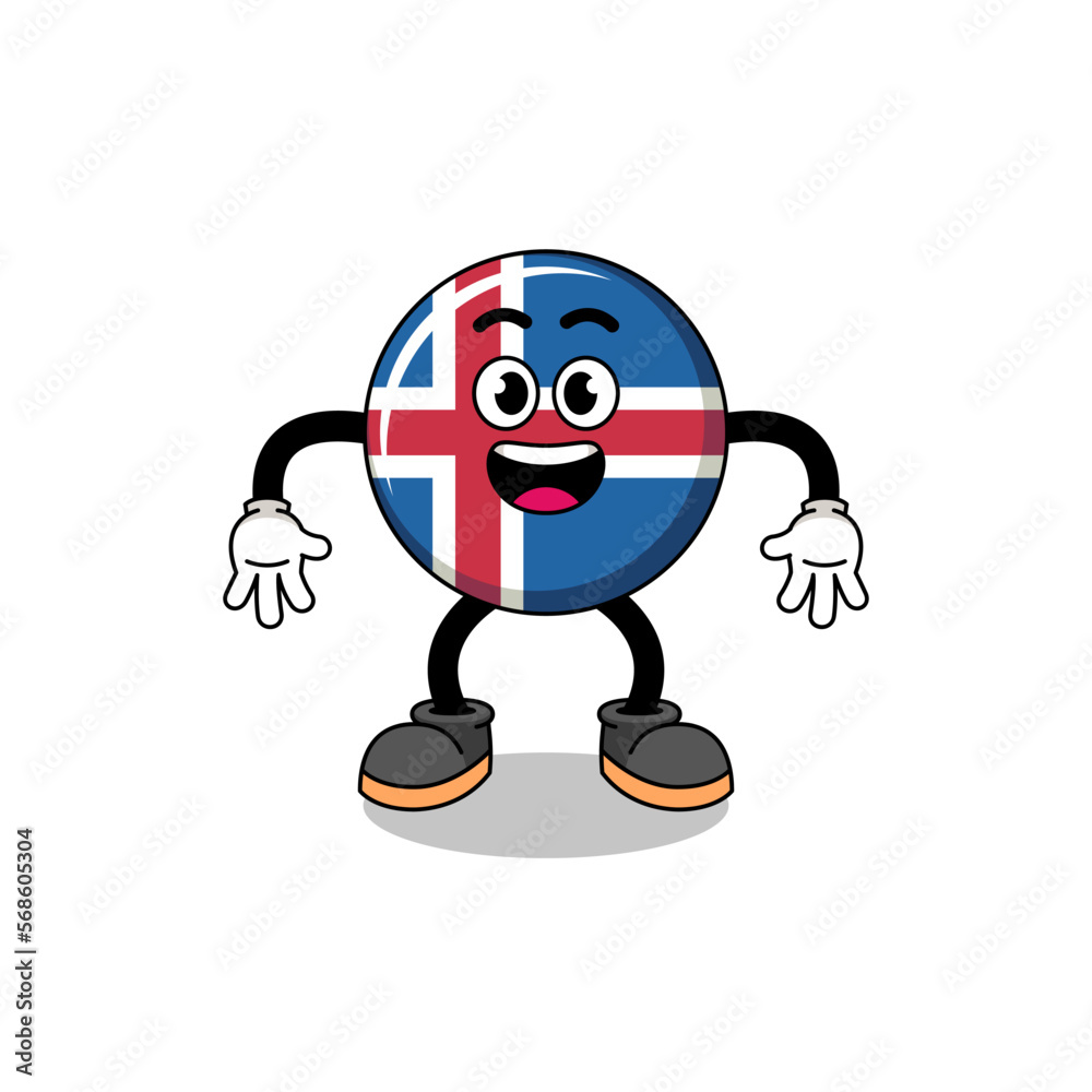 iceland flag cartoon with surprised gesture iceland flag cartoon with surprised gesture