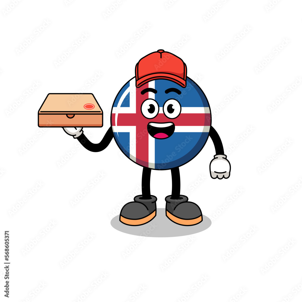 iceland flag illustration as a pizza deliveryman iceland flag illustration as a pizza deliveryman