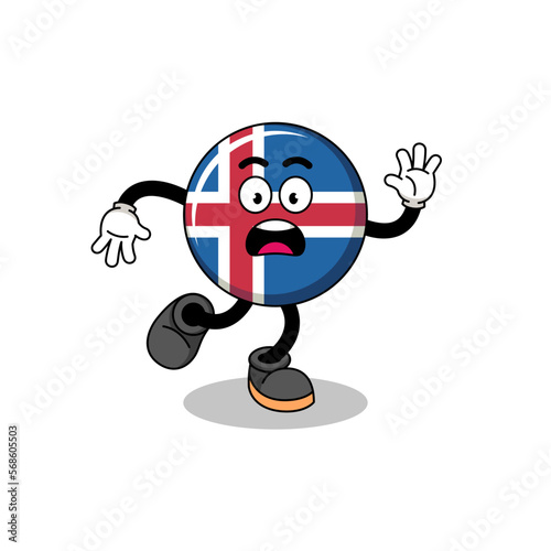 slipping iceland flag mascot illustration