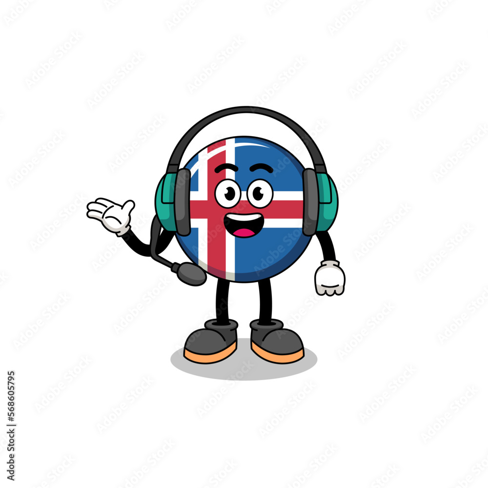 Mascot Illustration of iceland flag as a customer services Mascot Illustration of iceland flag as a customer services