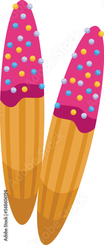 Pink cream churro icon isometric vector. Spain food. Mug drink