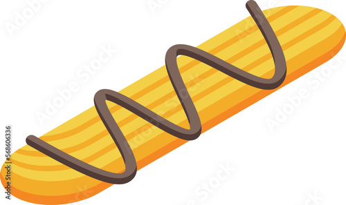 Churro travel icon isometric vector. Drink dish. Food pastry