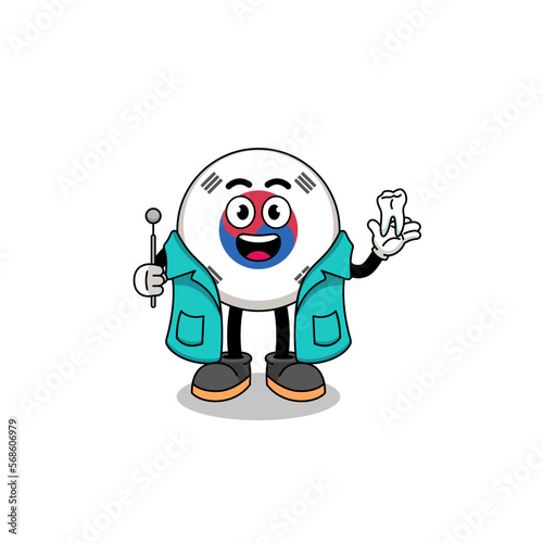 Illustration of south korea flag mascot as a dentist