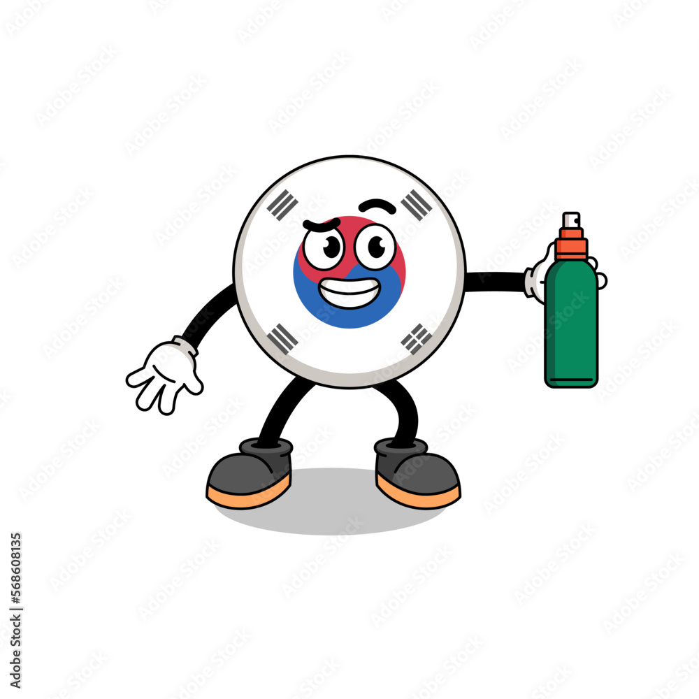 south korea flag illustration cartoon holding mosquito repellent south korea flag illustration cartoon holding mosquito repellent