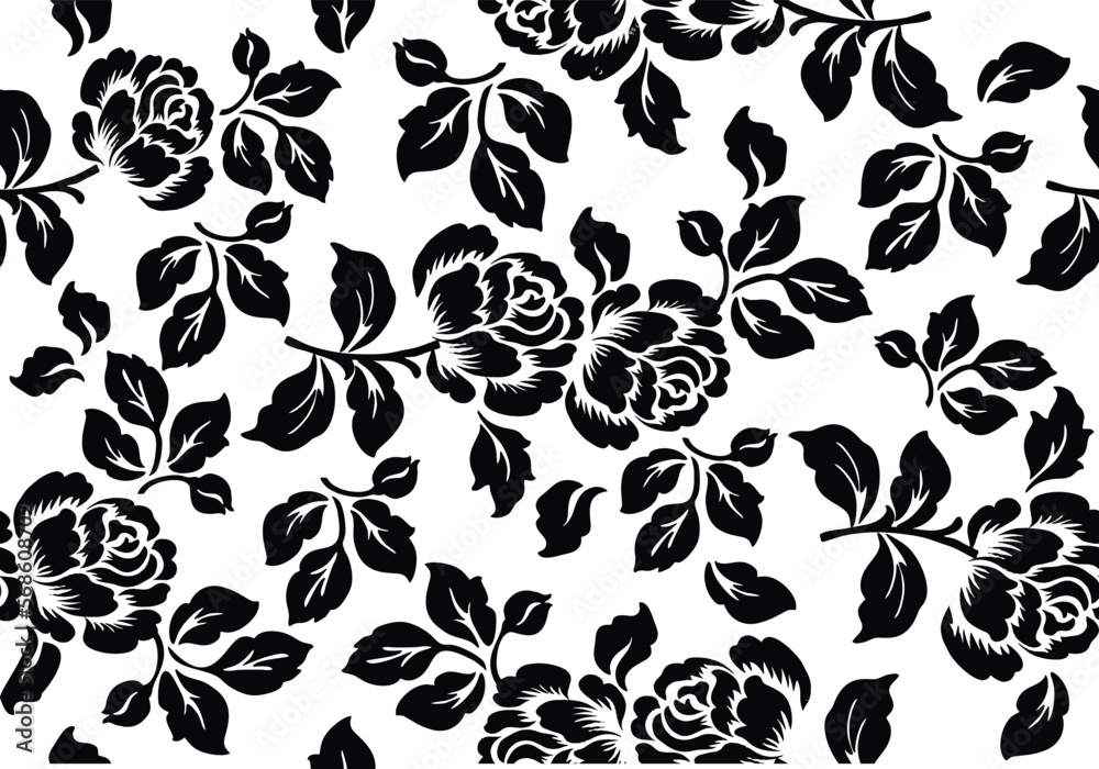 Indonesian batik motifs with very distinctive plant patterns Stock