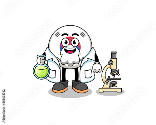 Mascot of south korea flag as a scientist