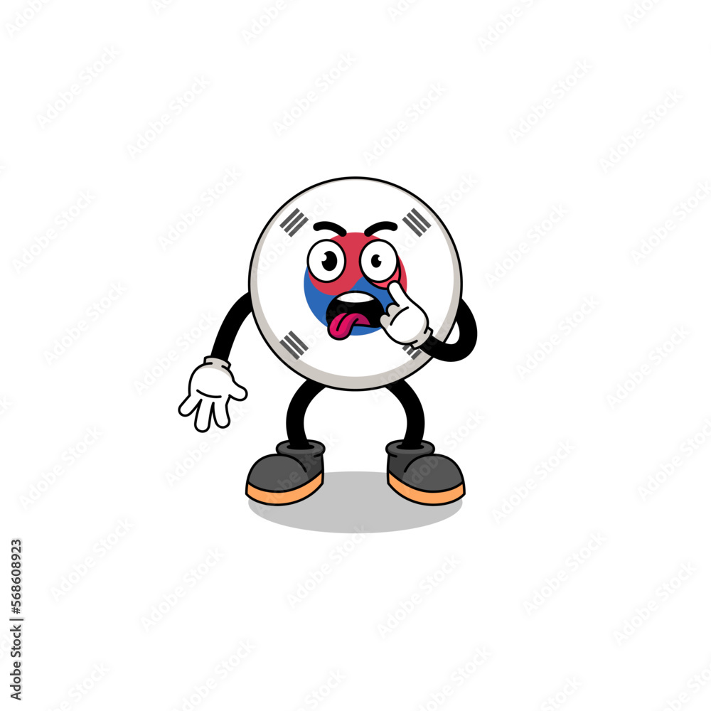Character Illustration of south korea flag with tongue sticking out Character Illustration of south korea flag with tongue sticking out