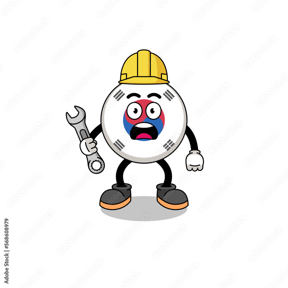 Character Illustration of south korea flag with 404 error Character Illustration of south korea flag with 404 error