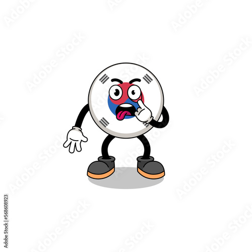 Character Illustration of south korea flag with tongue sticking out