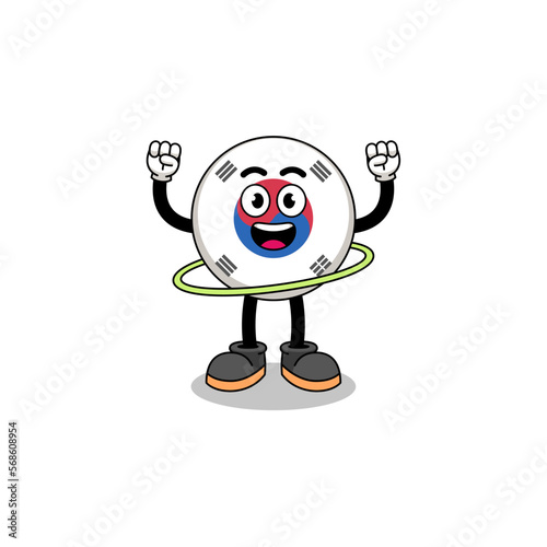 Character Illustration of south korea flag playing hula hoop