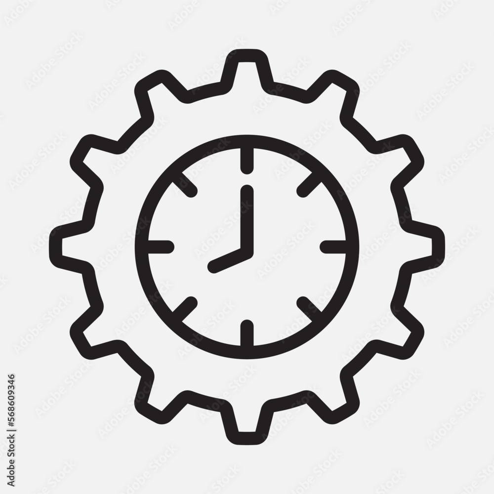 Time management icon in line style, use for website mobile app presentation Time management icon in line style, use for website mobile app presentation
