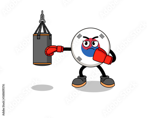 Illustration of south korea flag boxer