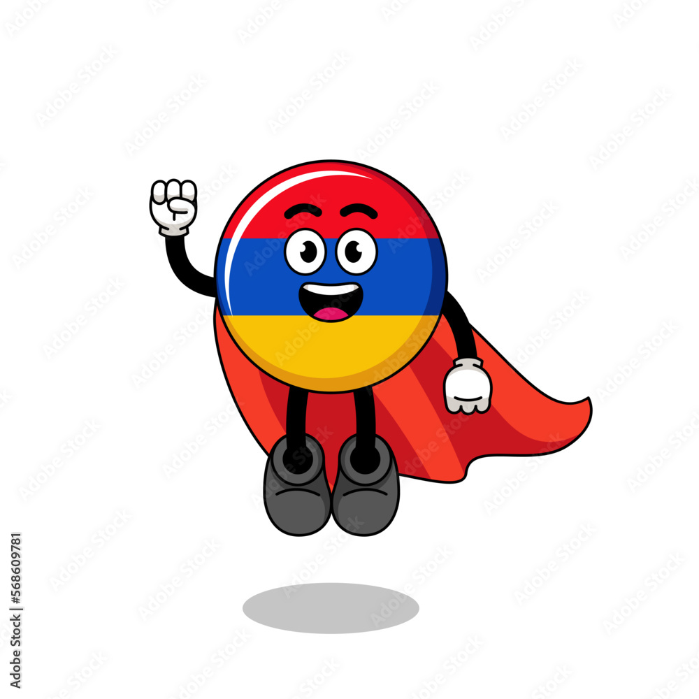armenia flag cartoon with flying superhero armenia flag cartoon with flying superhero
