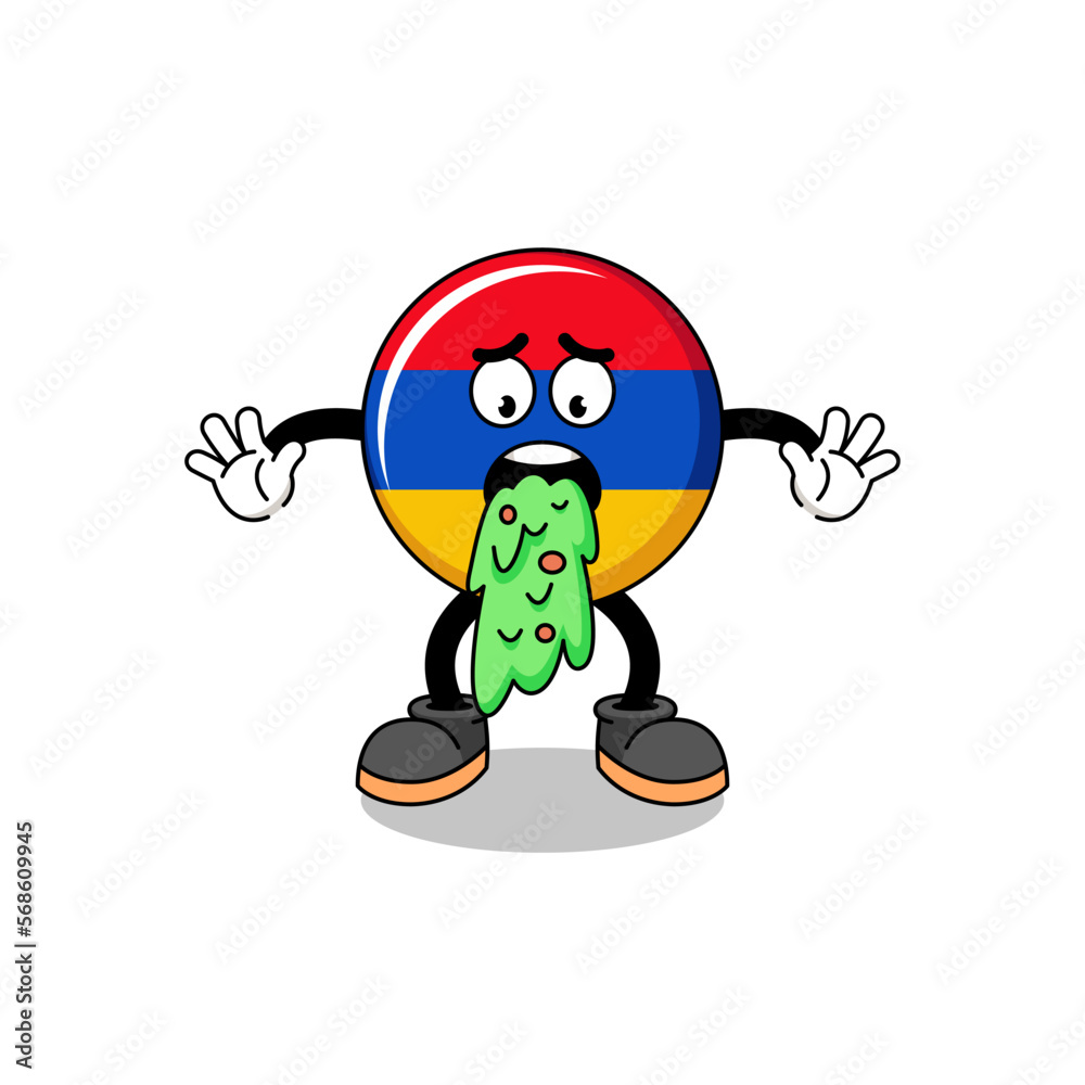 Fototapeta premium armenia flag mascot cartoon vomiting