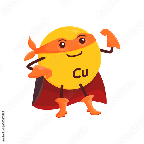 Cartoon copper or cuprum superhero micronutrient