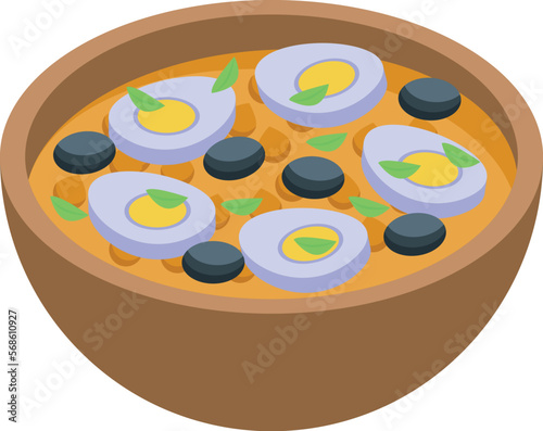 Portuguese egg soup icon isometric vector. Cod food. Meal menu photo