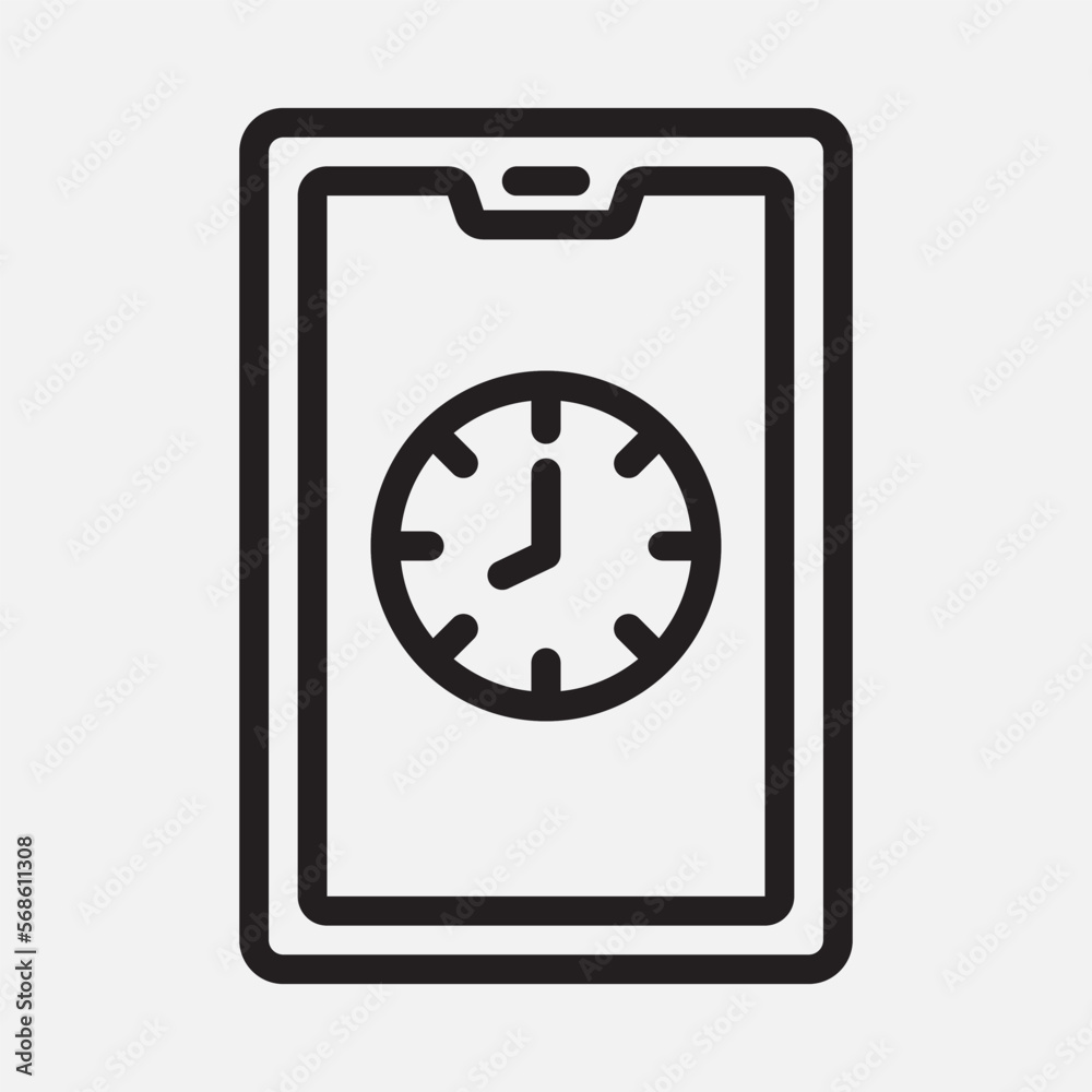 Time tablet icon in line style, use for website mobile app presentation Time tablet icon in line style, use for website mobile app presentation