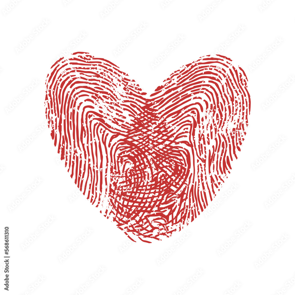 Heart shape fingerprints, biometric identity sign