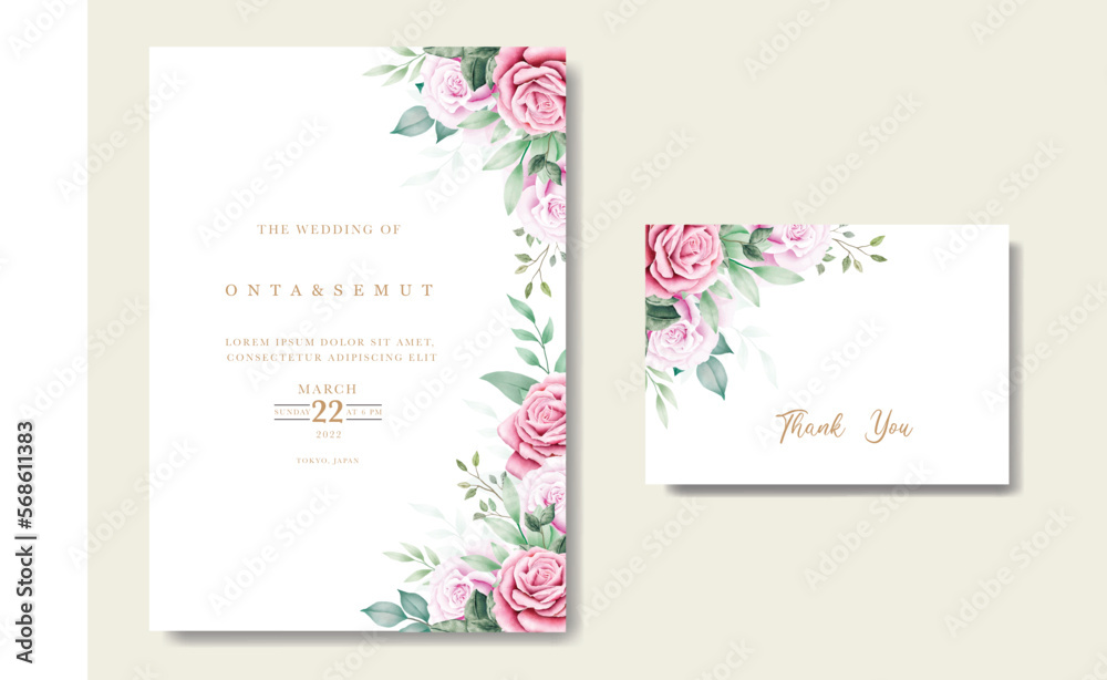 Beautiful rose wedding invitation card template Beautiful rose wedding invitation card template