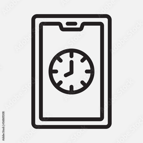 Time tablet icon in line style, use for website mobile app presentation