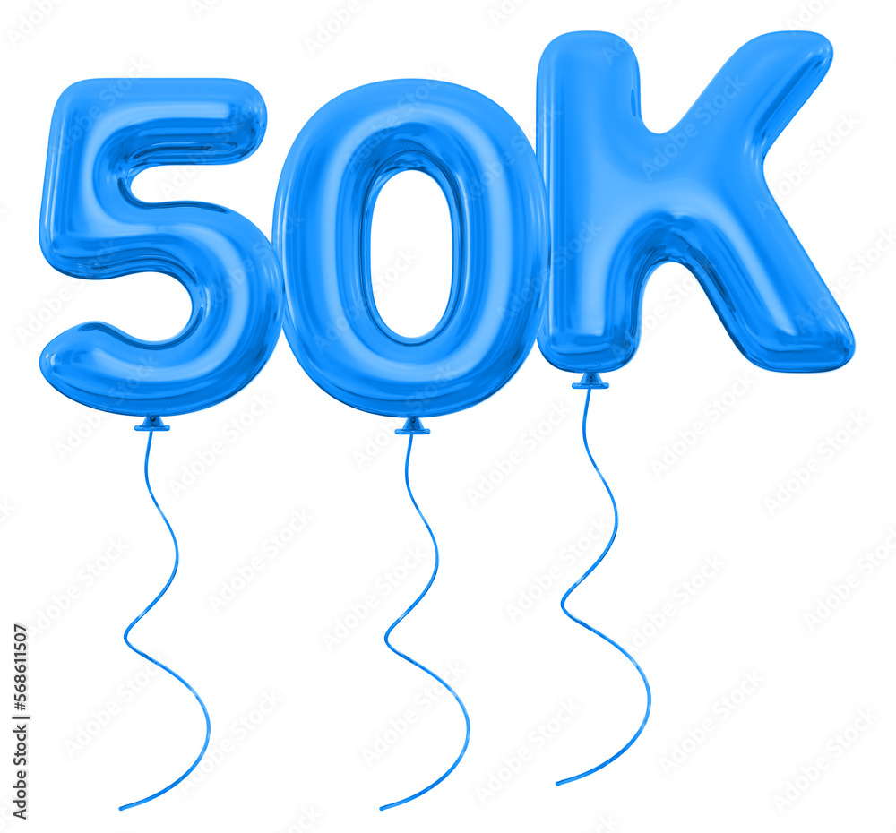50K Follower Blue Balloons