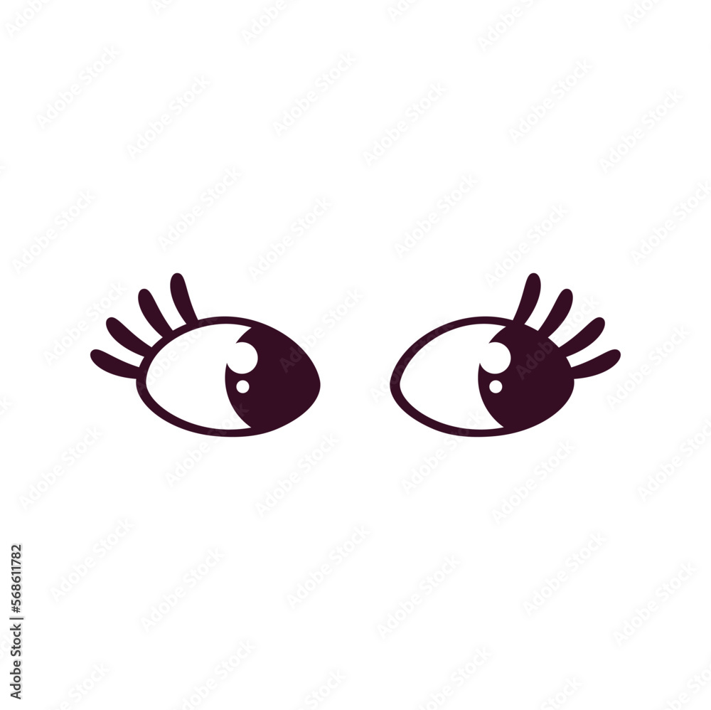 Retro cartoon eyes with eyelashes, vision mascot Retro cartoon eyes with eyelashes, vision mascot