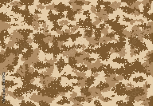 Brown and sand pixel military camouflage pattern