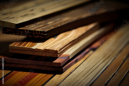 stack of hardwood flooring planks  AI Generated 
