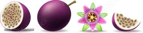 Purple passion fruit and flower