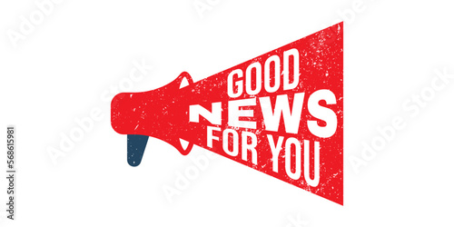 Megaphone Good News Announcement, vector graphic design.