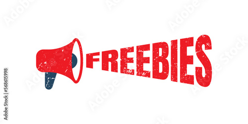 Megaphone Freebies Stamp vector graphic, red grunge