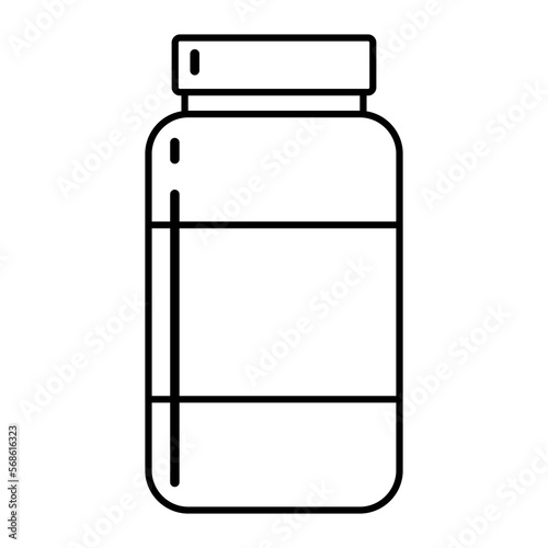 simple flat black line vitamin drug bottle with label