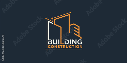 Building construction illustrated logo design